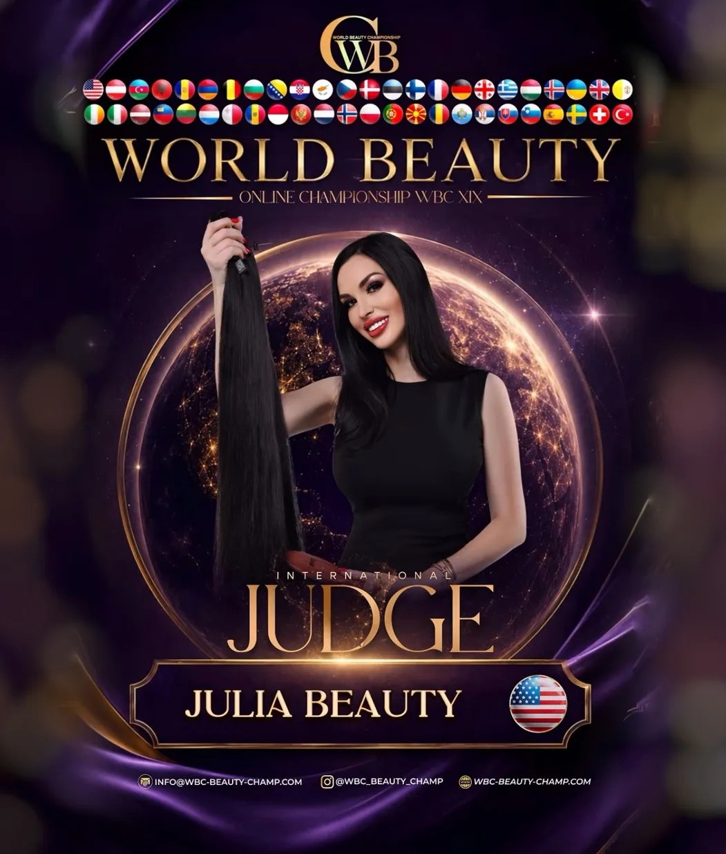 Julia Beauty — WBC judge banner, season 19
